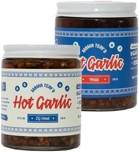 Mama Teav's OG Heat & Hot Garlic Chili Crisp Bundle - Mild Spice Umami Crunchy Chili Oil Condiment - All Natural Vegan Healthy - Cold-Pressed Grapeseed Oil - 6oz