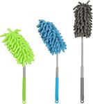 Dusters for Cleaning, KissDate 3PCS Telescopic Bendable Microfiber Duster with Detachable Duster Brush, Washable Hand Duster for Cleaning Ceiling Fan, Window, Car, Furniture, Air Conditioning