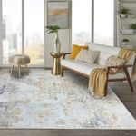 Safunion Area Rugs for Living Room Bedroom Dining Room Modern Abstract Rug Non-Slip Soft Carpet Floor Mat (Abstract Grey/Beige/Gold/Multi, 5.2' ×6.5'（160×200cm）)