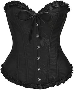 YUNAR Women's Floral Lace Corset Bustier (US, Alpha, Small, Regular, Regular, Black)