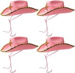 BLUE PANDA Western Cowboy and Cowgirl Hats for Kids, Pink Sparkly (4 Pack)