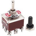 mxuteuk Heavy Duty Rocker Toggle Switch 3 Position 3PDT 9 Terminal ON/Off/ON 15A 250V 10A 380V Toggle Switches with Metal Knob Cover Cap Waterproof TEN-303