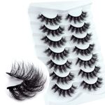 Leipple False Eyelashes 7 Pairs - Professional Reusable 8D Lashes - Natural Wispy Thick Fluffy Fake Eyelashes Faux Eyelashes (G02)