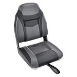 GYMAX Boat Seats, Folding High Back Boat Seats with Stainless Steel Screw Included, Fold-Down Boat Captain Chairs for Fishing Yachts (1-Pack,Black & Grey,High Back)