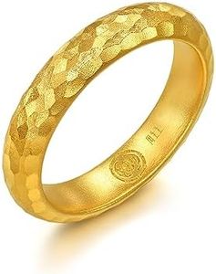 CHOW SANG SANG Cultural Blessings 999.9 24K Gold Price-by-Weight Gold Hammered Finished 4mm, 5mm Band Ring for Women and Men 94176R 94177R (Approx. 0.18tael (~6.73g), Our Size 13 / US 6)