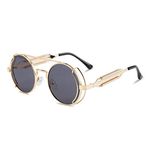 Karsaer Round Sunglasses for Women and Men Retro Steampunk Metal Glasses Gothic Hippie Festival Shades UV Protection