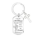 MADHAHEFU Christian Keyring Bible Verse Keyring Inspirational Keyring Gifts for Women Religious Gifts Keyring With Cross Pendant Baptism Gifts for Women Men Godson Goddaughter