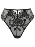 Ann Summers The Icon High Waist Brazilian Briefs for Women with Eyelash Lace Trim and Charm Detail, Brazilian Knickers, High Waisted Briefs, Lingerie Set - Black