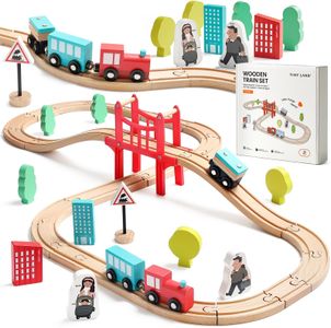 Tiny Land Wooden Train Set – 39-Piece Classic Toy Railway