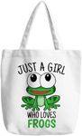 Frog Lover Gift Just A Girl Who Loves Frogs Tote Bag Frog Mom shopping bag grocery bag (Frog-AU)