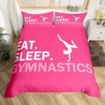 Gymnastics Duvet Cover Double Girls Gymnastics Lovers Bedding Set for Kids Women Ultra Soft Sports Comforter Cover Set Girly Pink Bedspread Cover Bedclothes Zipper