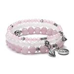 JSDDE 3pcs Natural Rose Quartz Crystals Bracelet Reiki Healing Crystal Gemstone Beads Stretch Bracelets for Women Gift