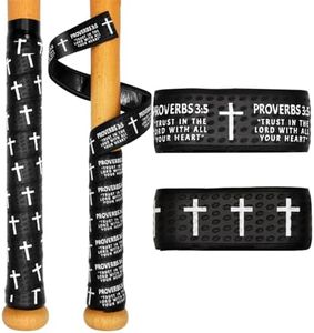 2 PCS Baseball Bat Grip Tapes, Faith Cross Bat Grip Tape, 1.5mm Precut and Full Adhesive Baseball Wrist Tape, Scripture Designs Non-Slip Religious Baseball Grip Tapes for Sports