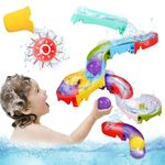 Nuheby Bath Toys for 2 3 4 Year Olds Gifts, Kids Bath Toys Upgraded Bigger Balls Track Game Shower Toys Water Slide with Powerful Suction Cups Water Toys DIY Bathtub Baby Toddler Bath Toys Mould Free