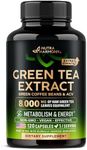 Green Tea Extract Capsules with Green Coffee Beans & Apple Cider Vinegar - Energy & Metabolism Support - Green Tea Supplement 50% EGCG - 20:1 Natural Extract - for Men & Women - 120 Vegan Capsules