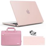 IBENZER Compatible with 2024 2023 2022 MacBook Air 13 inch case M3 A3113 M2 A2681, Hard Shell Case & Sleeve & Keyboard Cover & Type-C Adapter for Mac Air 13.6 with Touch ID, Sakura Pink, KK-SKPK+3