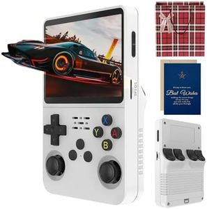 R36s Handheld Game Console, 3.5 Inch IPS Screen Retro Handheld Game Console with 128g TF 3000mah Battery, Built-in 15000+ Classic Games for Adults (White 128G)