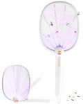 Trongle Electric Fly Swatter, 4000V Folding Electric Mosquito Killer with Anti Touch Protection, USB Charging Fly Zapper with Light Wave Mosquito Attraction & Large Area Capture for Outdoor, Indoor