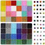 Tibaoffy Size 12/0 Crafts Glass Seed Beads 2mm Tiny Pony Beads Assorted Kit with Organizer Box for Jewelry Making (48 Assorted Multicolor Set, Total About 48000pcs)
