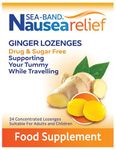 Sea-Band Travel Sickness Sugar Free Ginger Lozenges (24 Pack) for Adults and Children Over 6 Years, for Motion and Nausea Relief (24 Lozenges, Pack of 1)