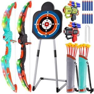 2 Pack Bow and Arrow Toy for Ages 5-7 8-12 Boys Kids Archery Set with LED Light Up Outdoor Indoor Sport Toys for 5 6 7 8 9 10 11 12 Year Old Boys Girls Gifts