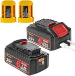 waitley 2Pack Upgraded 20V Real 6A Plus Replacement for Dewalt 20v Max Battery DCB200 DCB203 DCB204 DCB206 Compatible with Dewalt 20 Volt Cordless Power Tools with USB Socket and Type-C Fast Charging