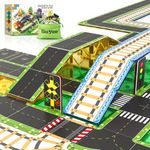 90PCS Magnetic Tile Road Toppers Kids Toys Magnetic Tile Accessories Creative Add-on Transformation Activity City Traffic Network Playset Sensory Play Learn and Grow Toy Gifts for Kids Age 3 4 5 6 7