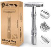 Kanzy Safety Razor for Men & Women Double Edge Single Blade Metal Reusable Razor Shaving Kit, Traditional Manual Razor for Perfect Shave (Silver)