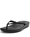 FitFlop Women's iQushion Ergonomic Flip Flops - Lightweight & Comfortable with Natural Arch Support - All Black - 4 UK