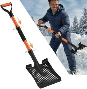 Snow Shovel 42'' Heavy Duty Square Spade with Ergonomic D-Handle, Twist-Lock Assembly & Extra-Wide Step – Compact Winter Tool for Car Emergency, Light Snow Removal & Outdoor Use (Bright Orange)