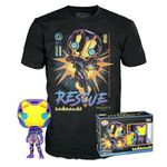 Funko Pop! & Tee: Marvel Blacklight - Rescue M - Medium - T-Shirt - Clothing with Vinyl Collectible Figure - Gift Idea - Toy and Short Sleeve Top for Adults Men and Women