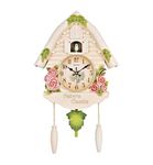 Three Secondz Cuckoo Clock with kukoo Wall Clock Living Cuchoo Bird Alarm Clock for Living and Kids Room (Rose White)