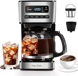 Taylor Swoden 1.8L Filter Coffee Machine with Iced Coffee Mode, Programmable Drip Coffee Maker, 24H Timer, 3 Brew Strengths, Auto Clean, Keep Warm & Anti-Drip, Glass Carafe, Black - Flex