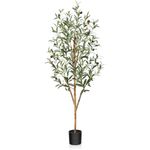 OAKRED Artificial Olive Tree 4ft, Lush Faux Olive Tree for Indoor with Natural Wood Trunk and Lifelike Fruits, Silk Tall Fake Olive Tree for Home Decor Office Living Room, 1Pcs