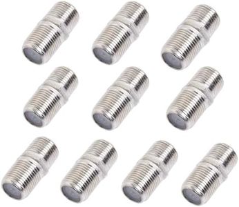 SQRUIHAO 10 Pack Coaxial Cable Connector Silver, Coax Cable Extender F-Type Silver Plated Adapter Female to Female - Coax Cable for HDTV, TV, Modem, Radio, Satellite Receivers