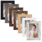 PETAFLOP 4x6 Frame Set of 7, 4x6 Picture Frame in Multi Colors, Rustic Wooden Frames for Tabletop and Wall Mounting Display