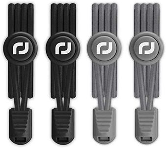 RJ-Sport Elastic No Tie Shoelaces, No tie Elastic Lace System with lock - Easy to install in a range of colours. Great for runners, children - 1 Pair (Number 912 - Black & Grey)