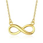 Bestyle 18K Gold Vermail Silver Infinity Necklace for Women - High Polish Hypoallergenic Women Girls Cute Silver Forever Love Necklace Eternal Gold Infinity Necklace for Mom Wife Daughter