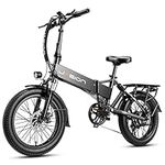 Jasion EB7 2.0 Electric Bike for Adults, 500W Motor 20MPH Max Speed, 48V 10AH Removable Battery, 20" Fat Tire Foldable Electric Bike with Dual Shock Absorber, 7-Speed Electric Bicycles (White)