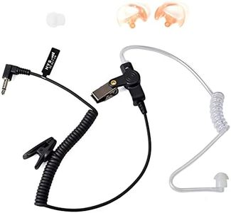 HYS TC-617-1N 3.5mm Listen Only Acoustic Tube Headset Earpiece with Soft Silicone Medium Ear Buds and Replacement Earmold for Two-Way Radios, Transceivers and Radio Speaker Mics