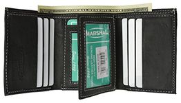 Marshal 100% Leather Tri-fold Mens Wallet Black #961107