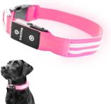 Tractive LED Light Up Dog Collar USB Rechargeable Waterproof (Pink)