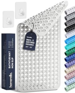 Bathtub Mat Non Slip 35x16 - homerella® Bath Mat Incl. Hooks for Drying, Extra Long, 100% BPA Free, Shower Mat Non Slip Anti Mold, Machine Washable, Shower Mats for Inside Shower Mildew Resistant