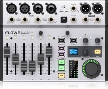 Behringer FLOW 8 8-Input Digital Mixer with Bluetooth Audio and App Control, 60 mm Channel Faders, 2 FX Processors and USB/Audio Interface, Compatible with PC and Mac