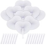 Heart Shaped Paper Fans Folding, 24 Pcs White Paper Fan Handheld Folding Wedding Decorations Fans Ideal Wedding Gifts for Guests, Chinese Hand Fans for Wall Decoration, Party DIY Wedding Favours