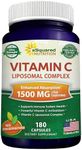 aSquared Nutrition Vitamin C Liposomal Complex - 1500mg Supplement - 180 Capsules - High Absorption VIT C Ascorbic Acid Pills - Supports Immune System & Collagen Health - 90 Servings