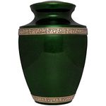 Liliane Memorials Green Funeral Urn Cremation Urn for Human Ashes - Hand Made in Brass - Suitable for Cemetery Burial or Niche - Large Size fits Remains of Adults up to 200 lbs - Torino Model