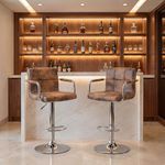 Decor & More PU Leather - Bar Stool | Modern Height Adjustable Bar Chairs for Home | 360 Degree Swivel Seat Top | Bar Chairs for Home Kitchen with Footrest |Bar Stools Set of 2, Brown