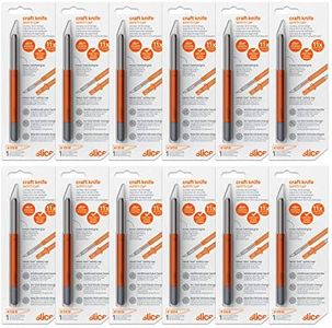 Slice 10589 Craft Knife, Finger-Friendly Edge, Ceramic Blade Never Rusts, Lasts 11x Longer Than Metal, Precision Cutting, Twisting Safety Cap, 12 Pack