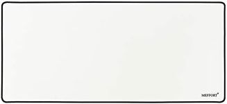 Meffort Inc Extra Large Extended XXL XXLG Gaming Desk Mat Non-Slip Rubber Pads Stitched Edges Mouse Pad 35.4 x 15.7 inch - White with Black Edges